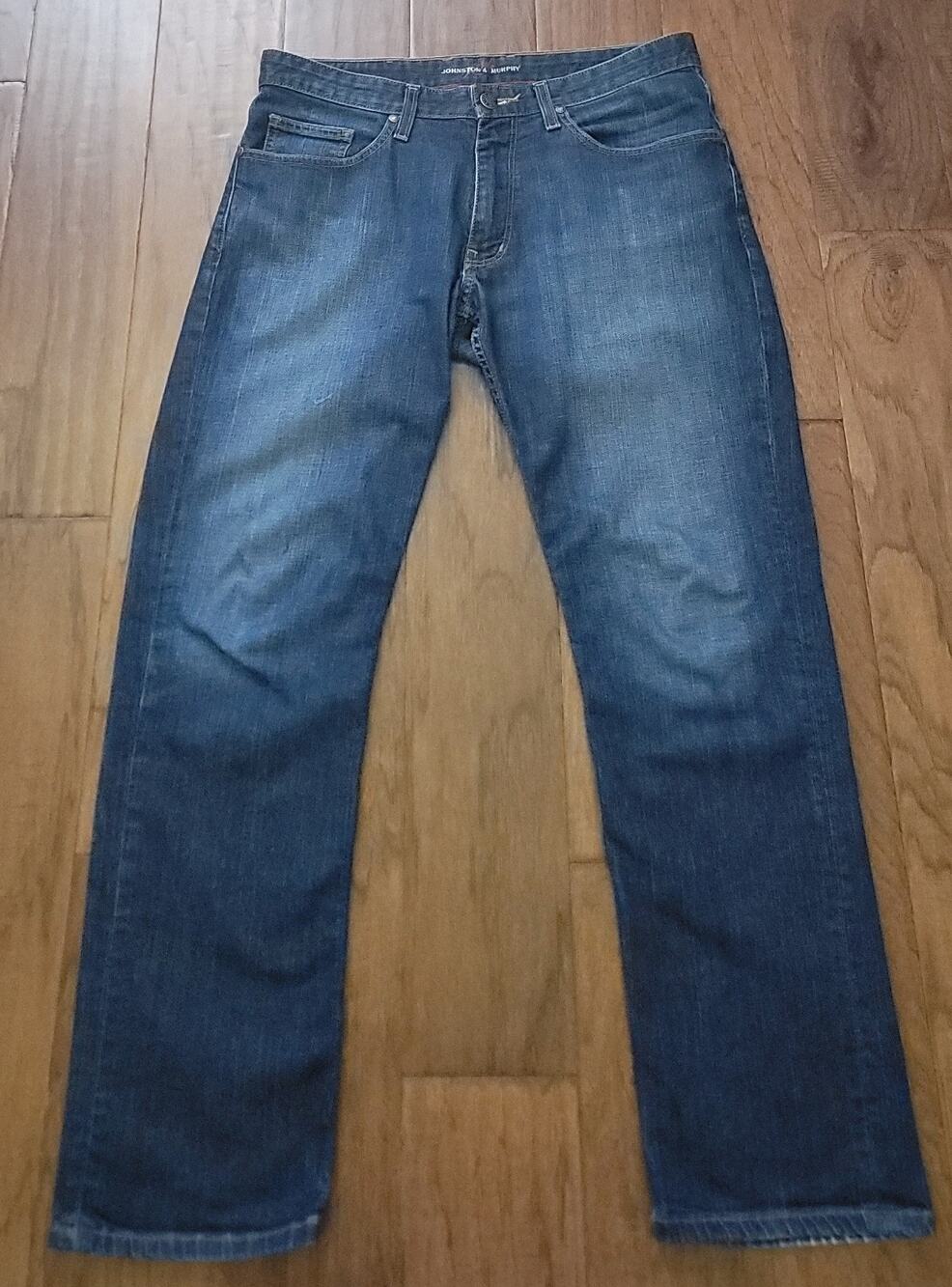 Johnston & Murphy Men’s Regular Fit Stretch Blue Denim Jeans Size 35x29